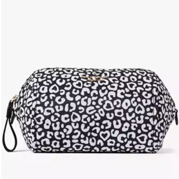 Kate Spade Chelsea Leopard Heart Medium Cosmetic Bag New In Original Package - Picture 3 of 4